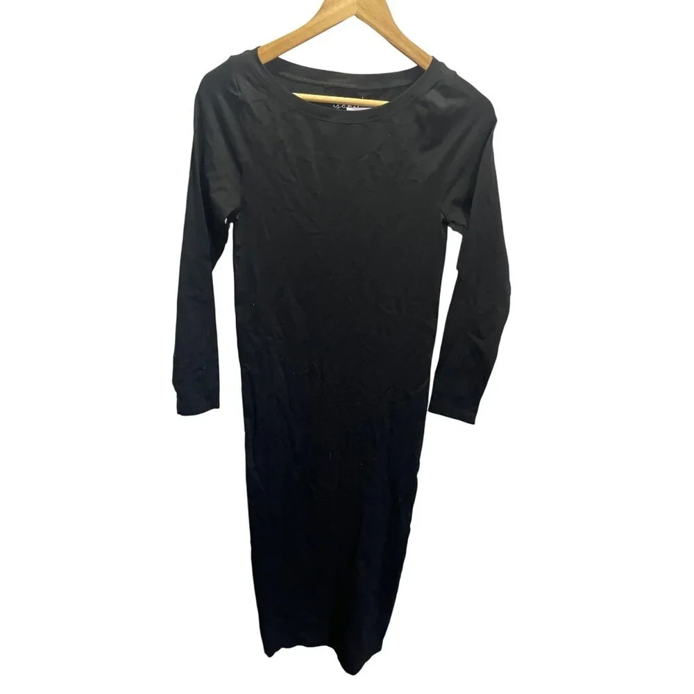 Ingrid & Isabel Black Bodycon Maternity Dress 3/4 Sleeve Comfortable Stretch Fab